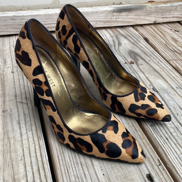 NINE WEST Madewell Cowhide Leopard Print Heels Size 4M - Picture 10 of 14